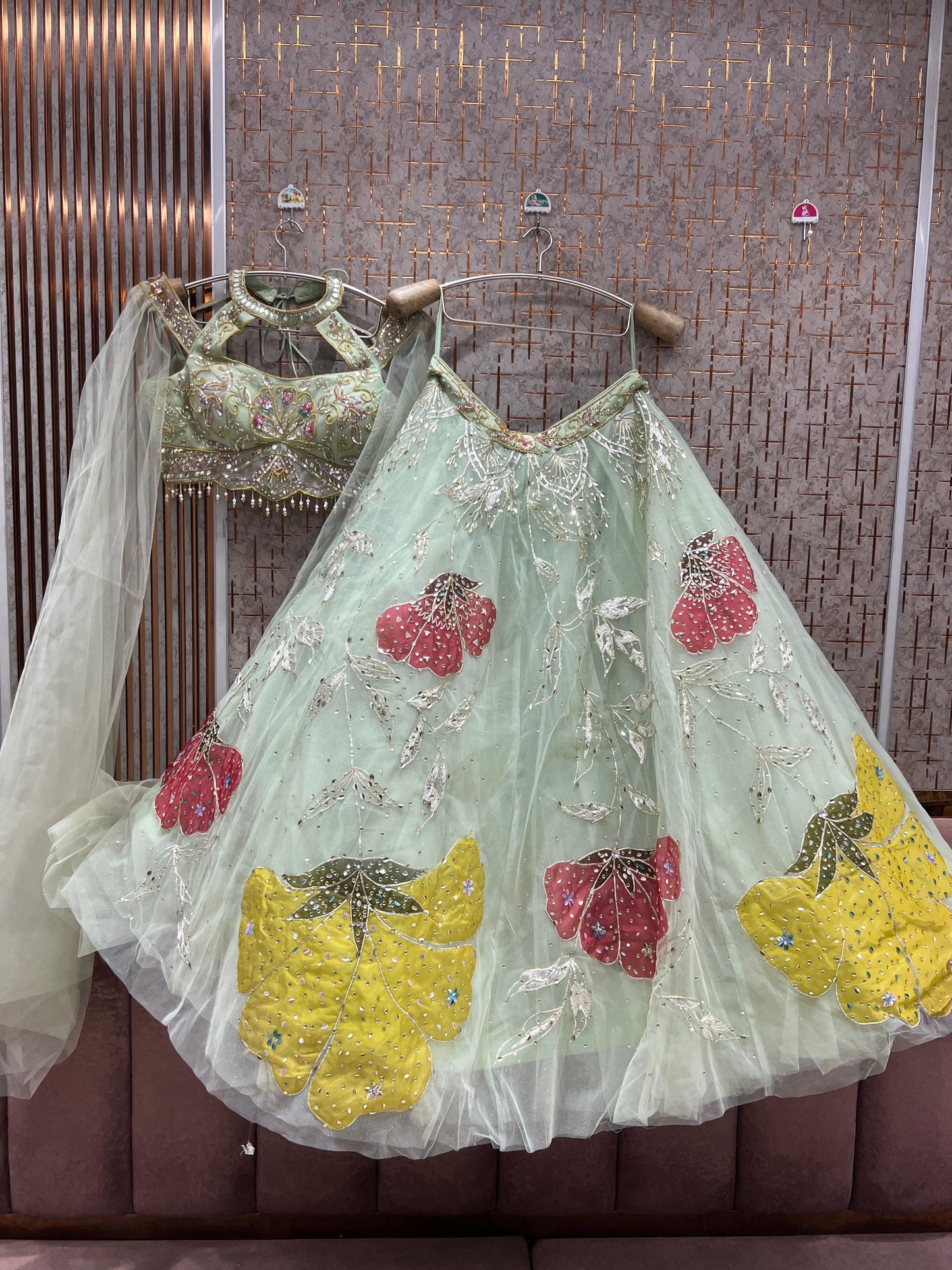 Sky Blue Pdp Crop Top Lehenga