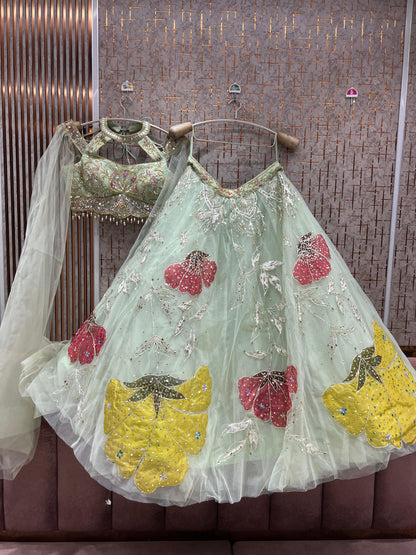 Sky Blue Pdp Crop Top Lehenga