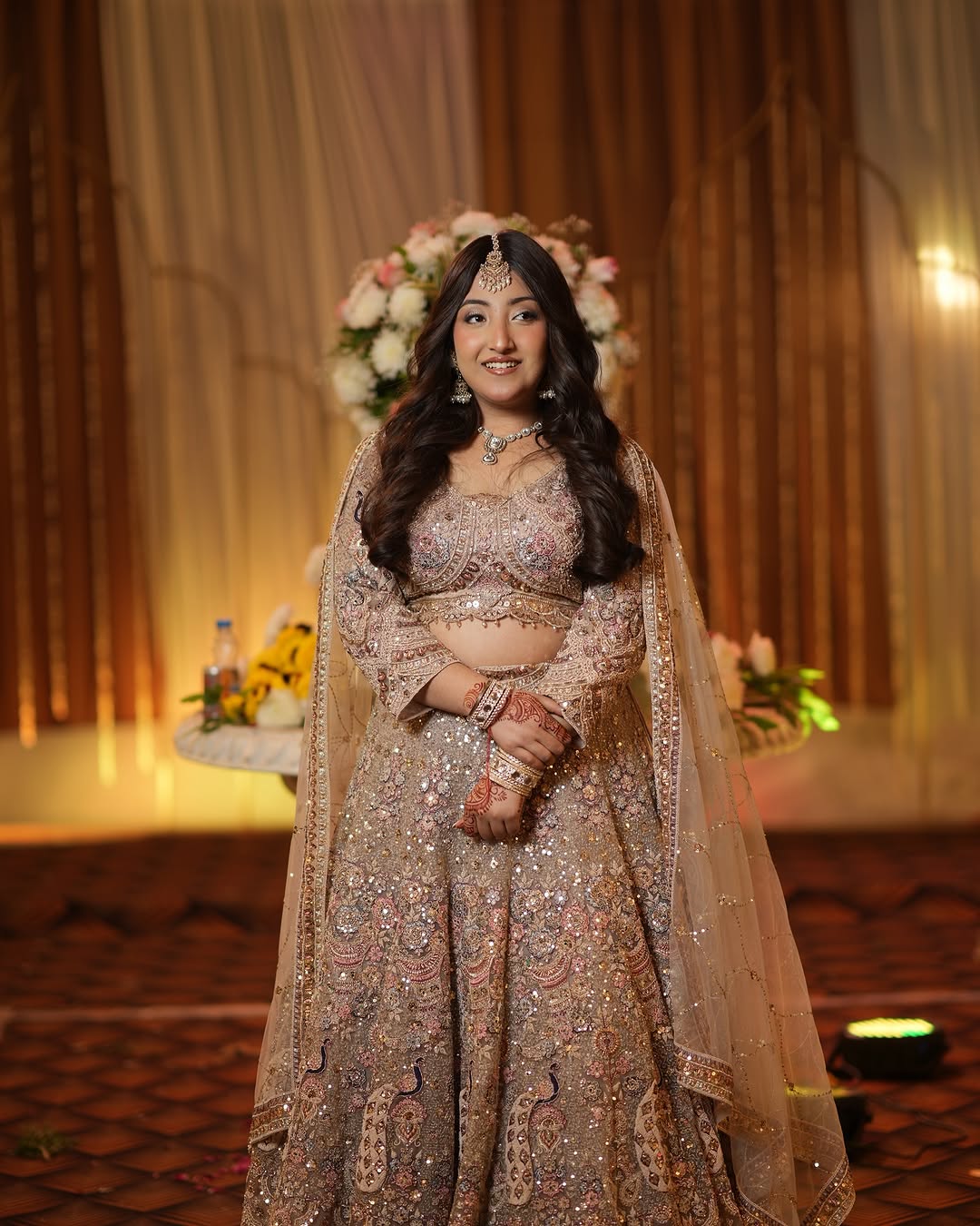 Glamorous Baby pink peacock crop top Lehenga Happy Customer