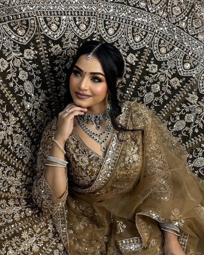 Eye catching Sky blue Crop top Lehenga Happy Customer