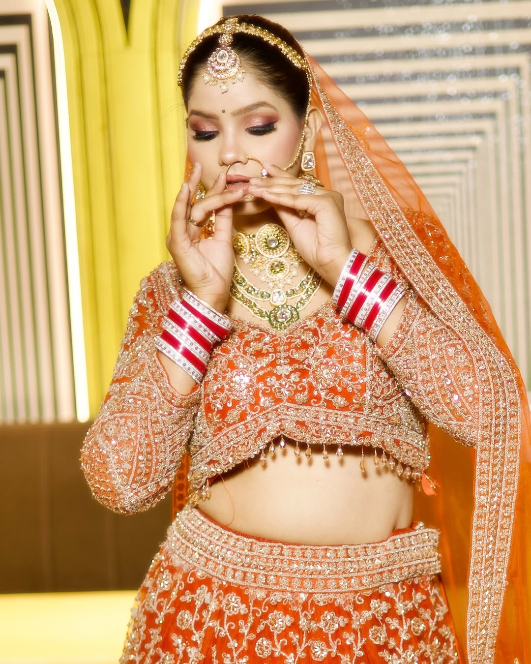 Fantastic Maroon red crop top Lehenga Happy Customer