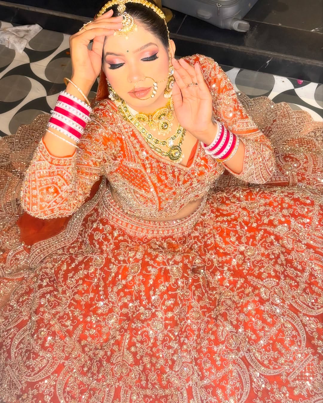 Fantastic Maroon red crop top Lehenga Happy Customer