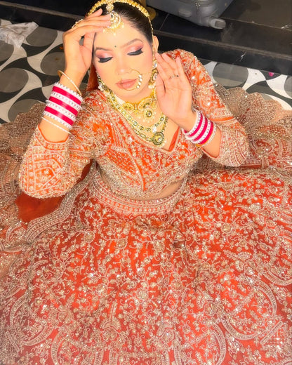 Fantastic Maroon red crop top Lehenga Happy Customer