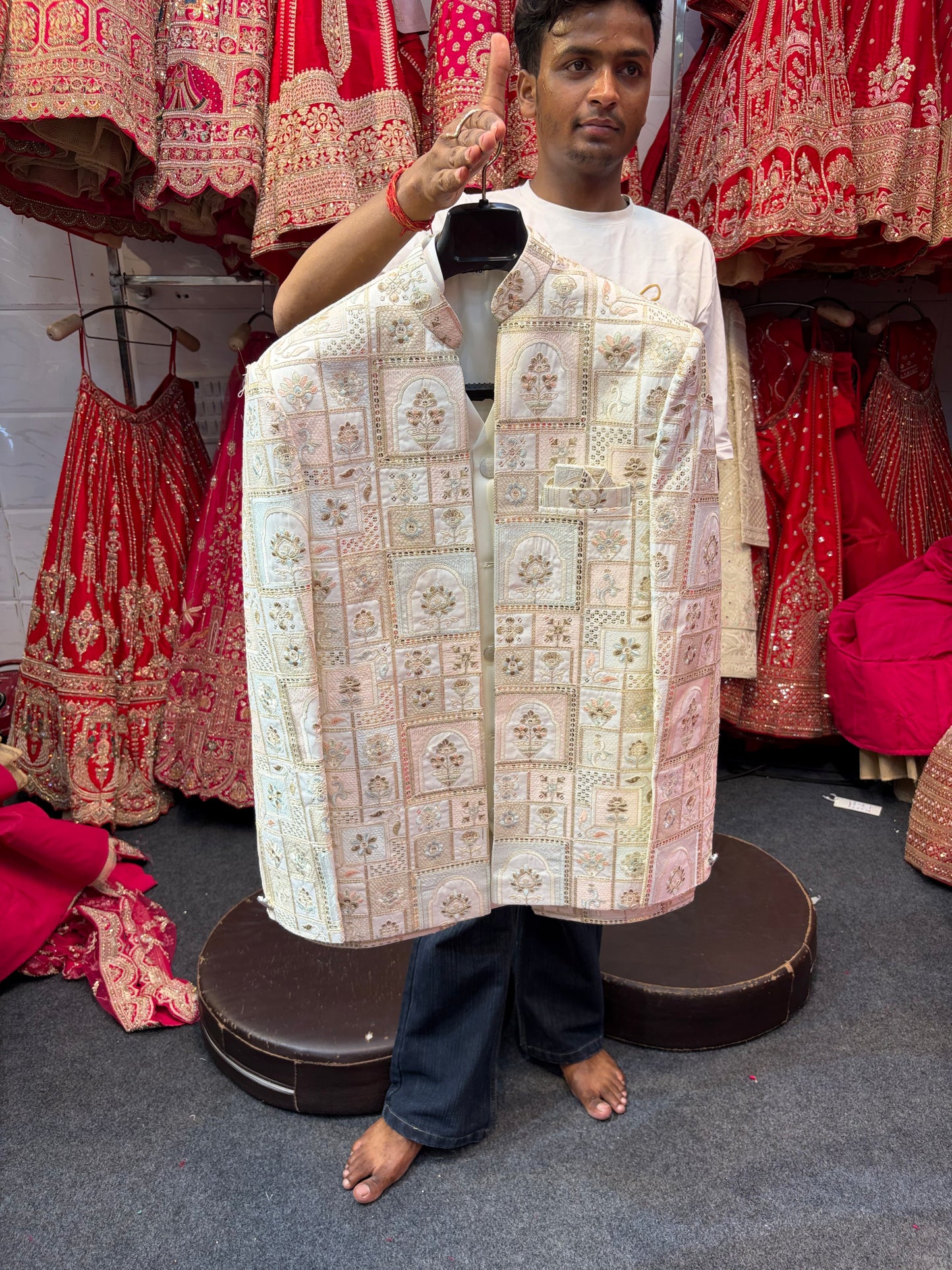 White Mens Wear Indo Western Dress