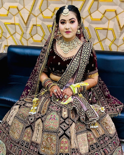 Pretty maroon bridal Lehenga happy customer