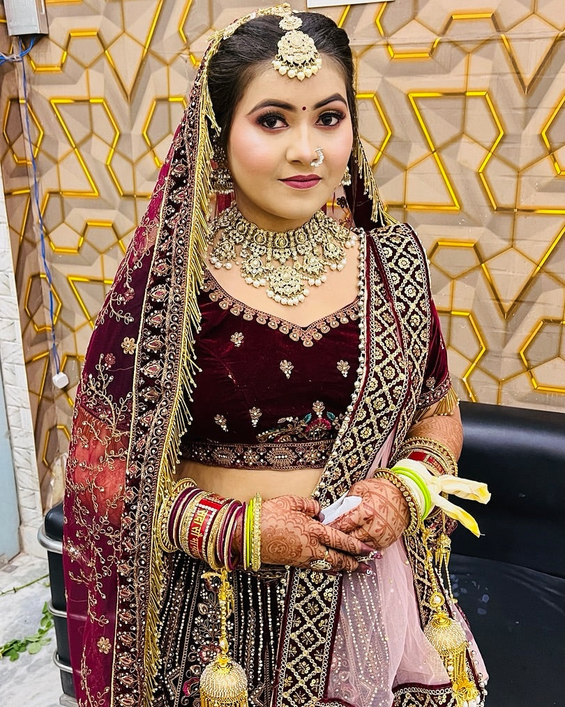Pretty maroon bridal Lehenga happy customer