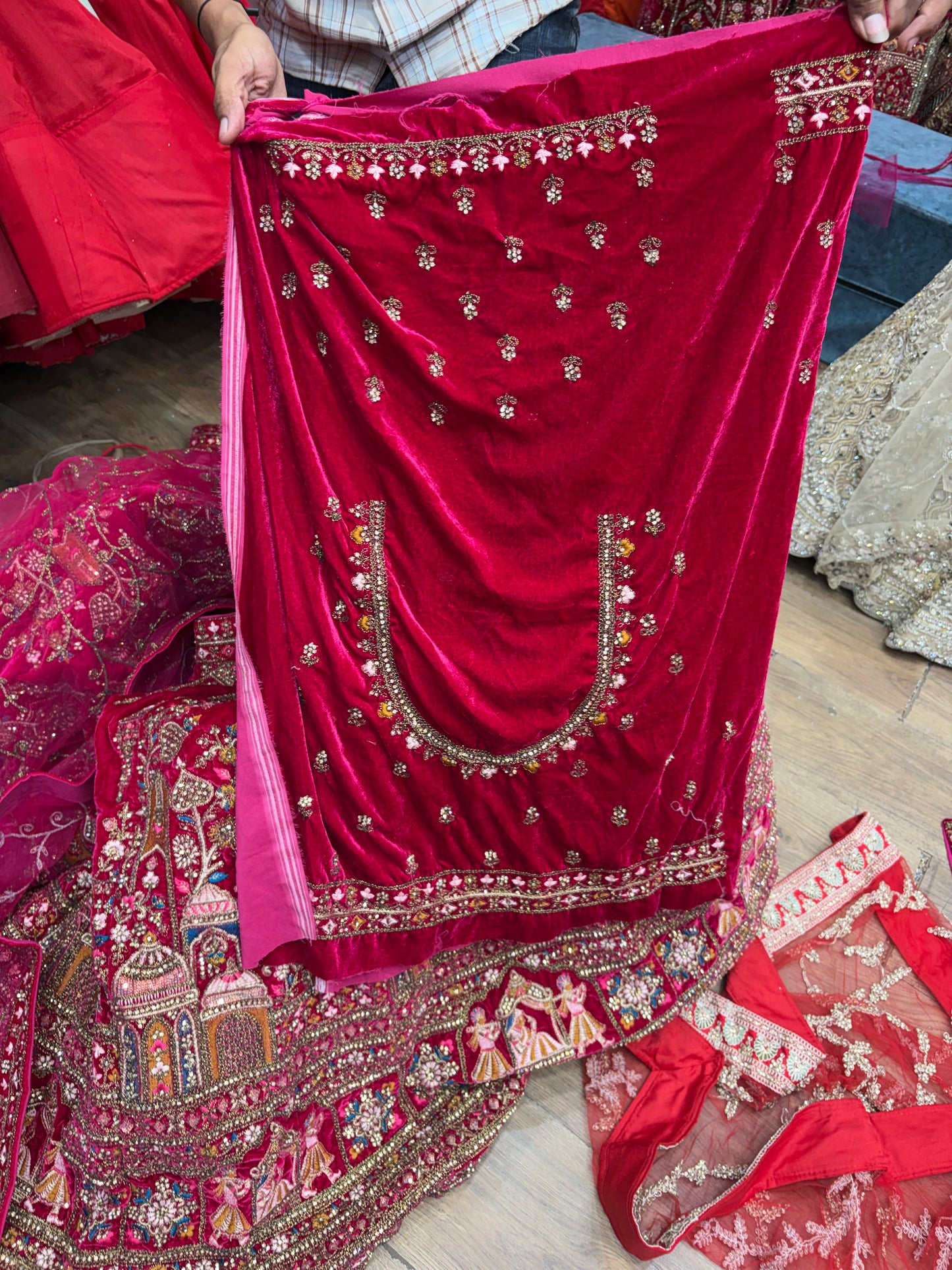Cherry Red Peacock Doli Barat Bridal Lehenga