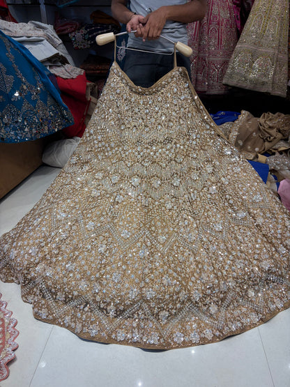 Heavy Chiku golden handwork Lehenga
