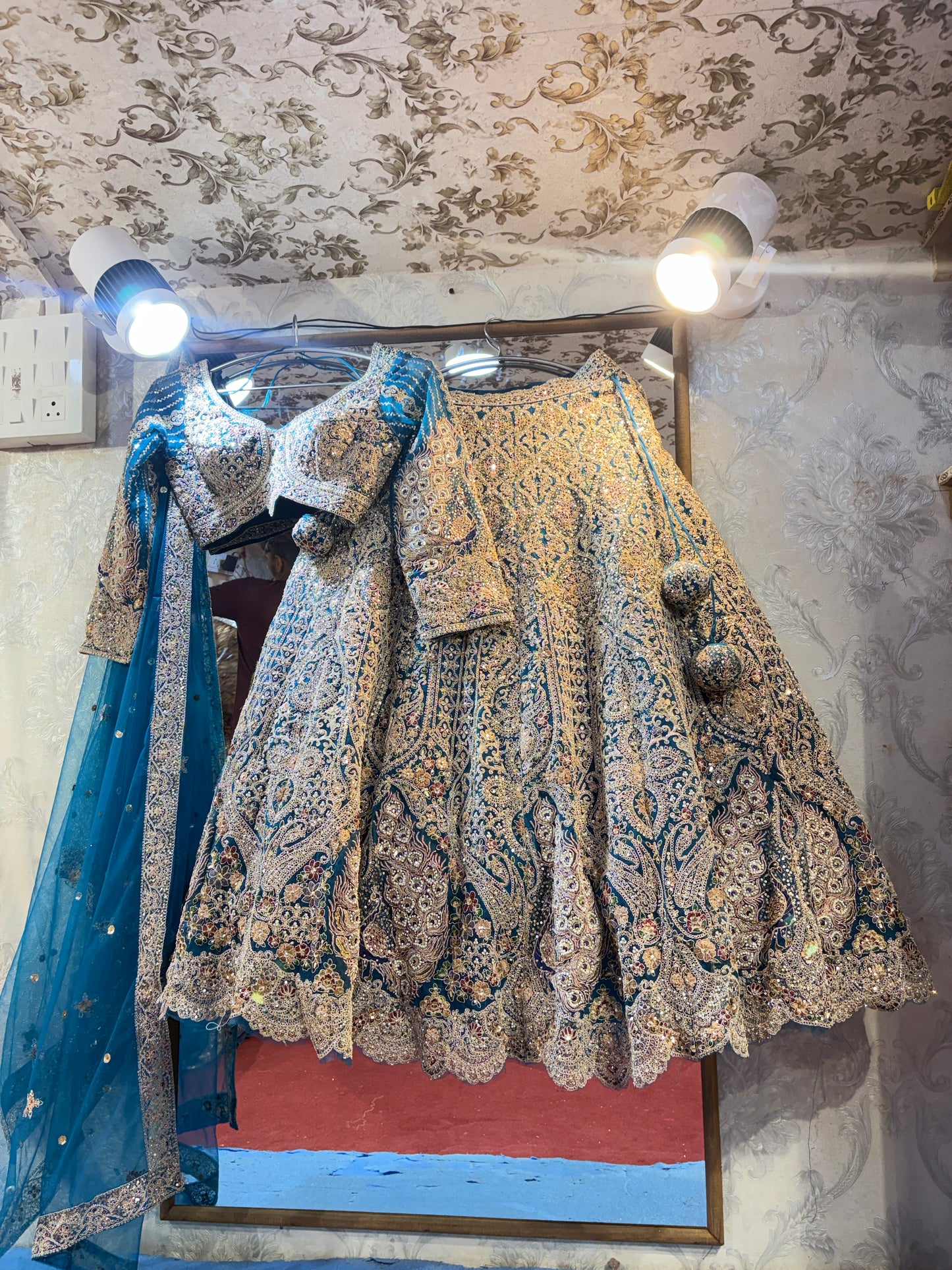 Something different Sky blue crop top Lehenga