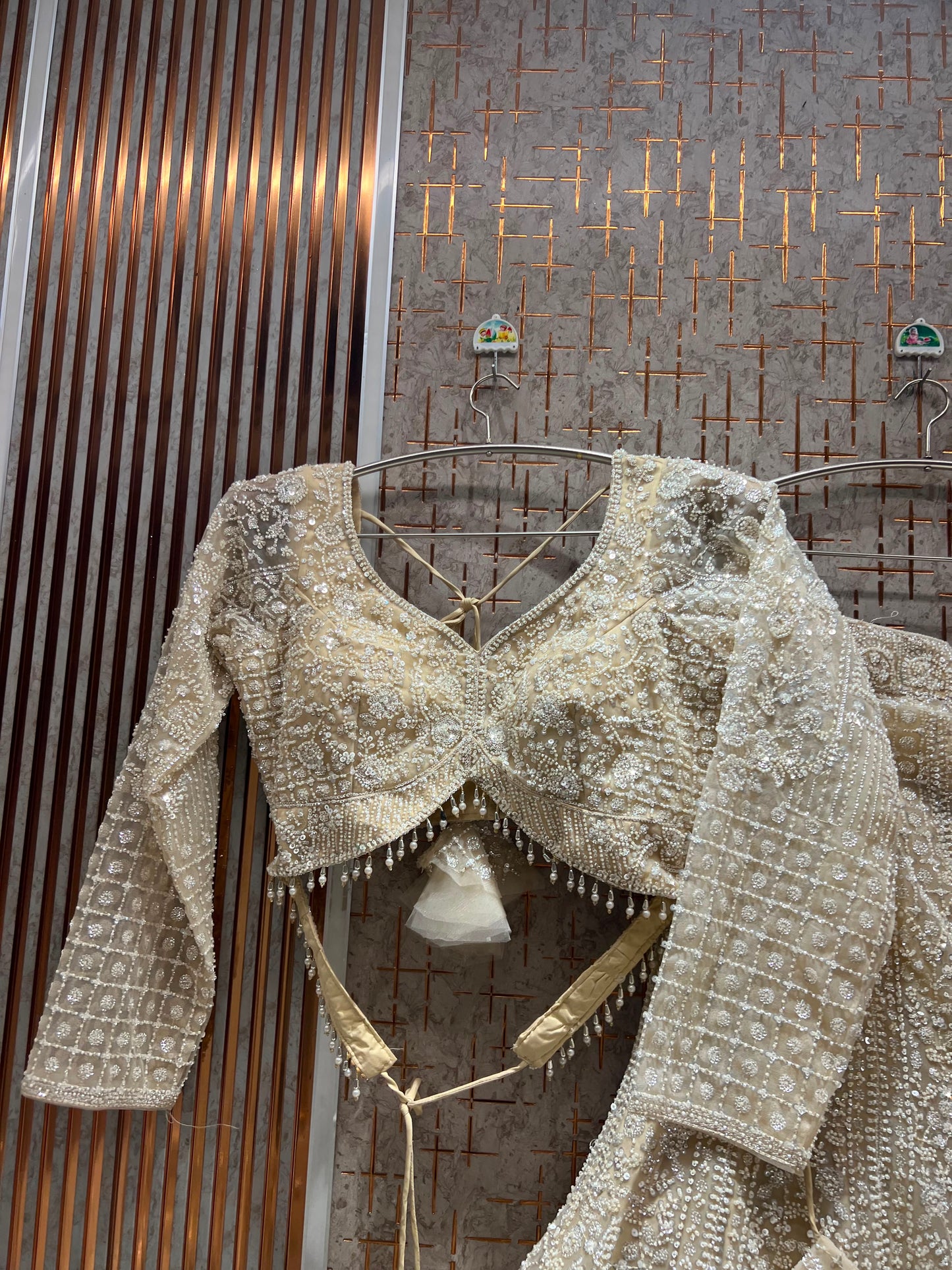Golden Fish Cut Crop Top Lehenga