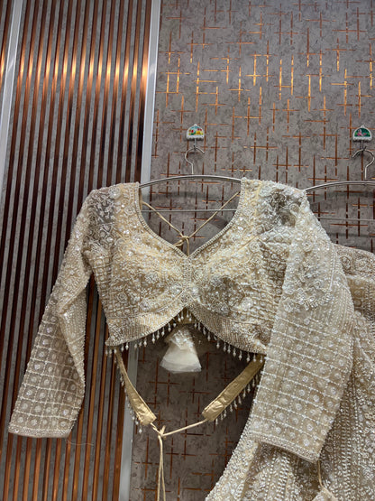 Golden Fish Cut Crop Top Lehenga
