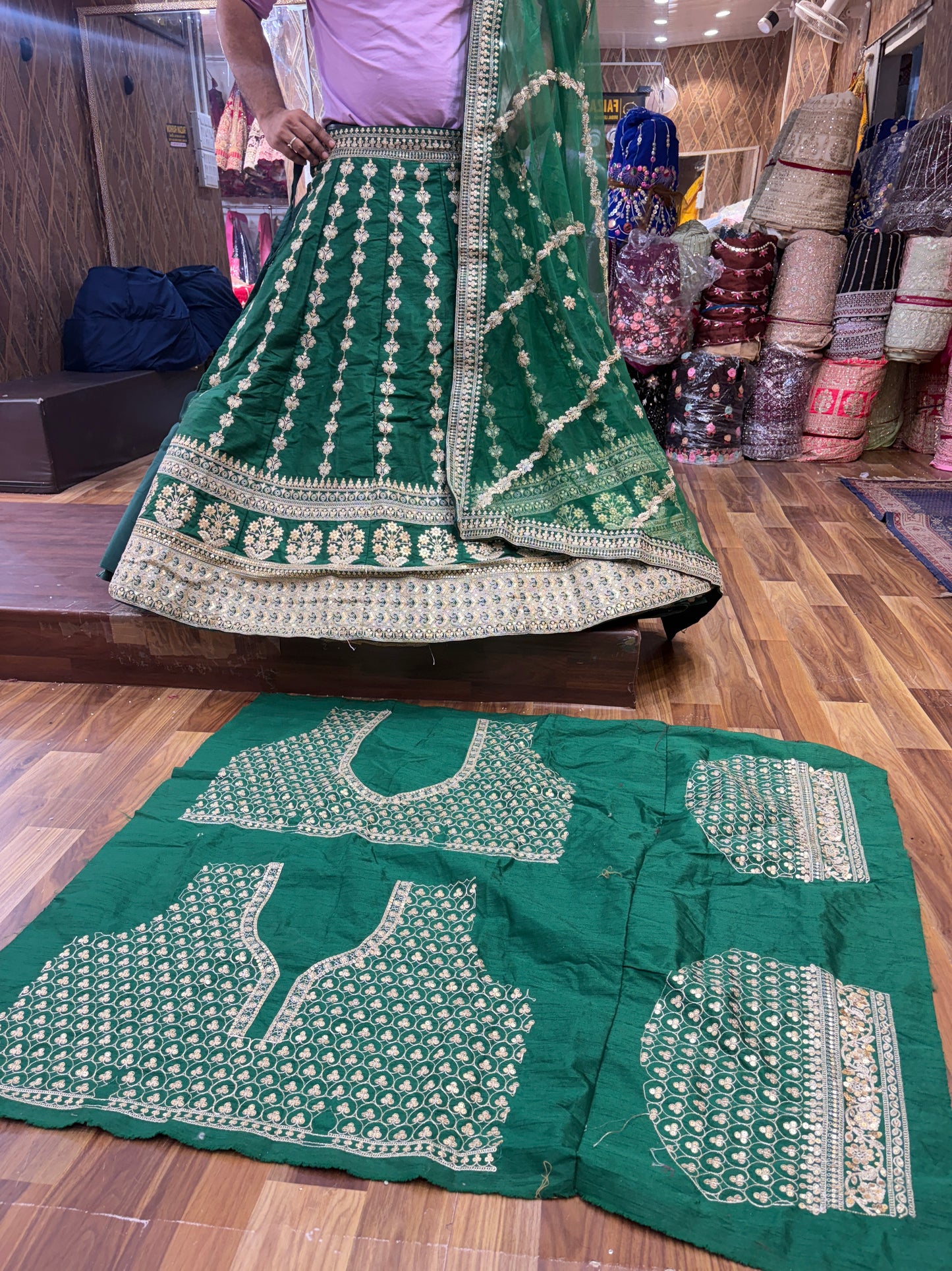 Amazing green machine work Lehenga