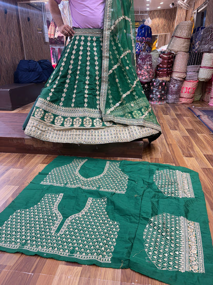 Amazing green machine work Lehenga