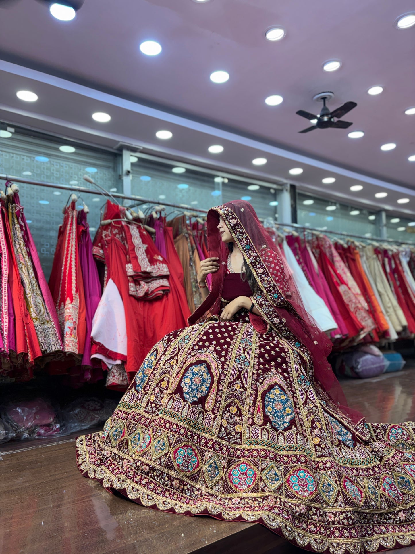 Stunning maroon bridal Lehenga