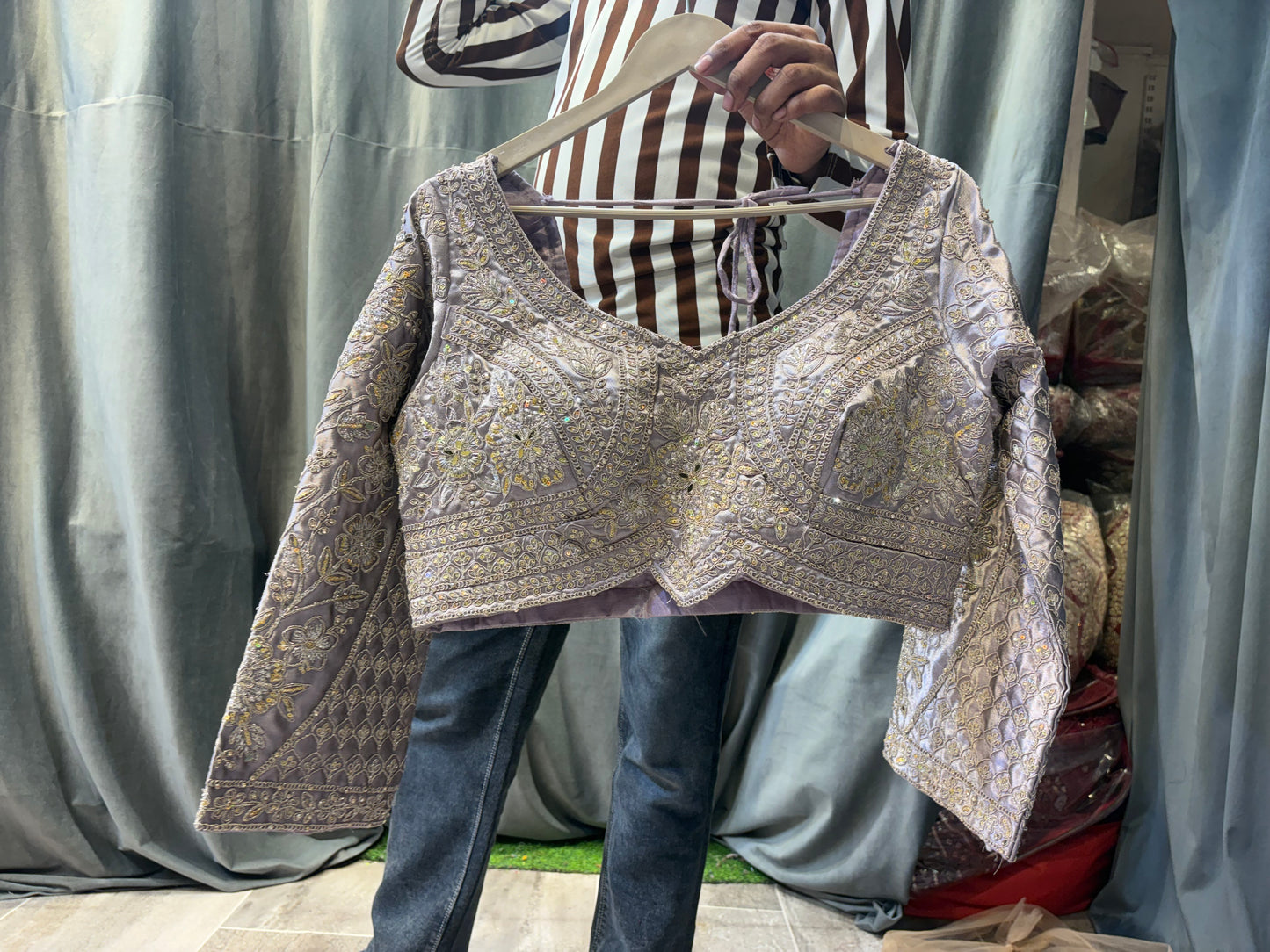 Charming grey Crop Top Lehenga