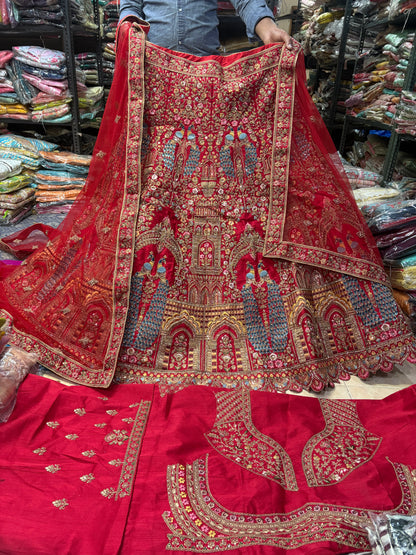 Gorgeous Rani pink peacock bridal Lehenga