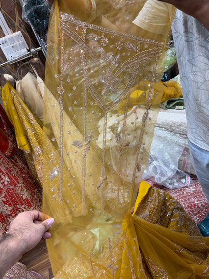 Yellow Haldi Mehendi Crop Top Lehenga (Copy)