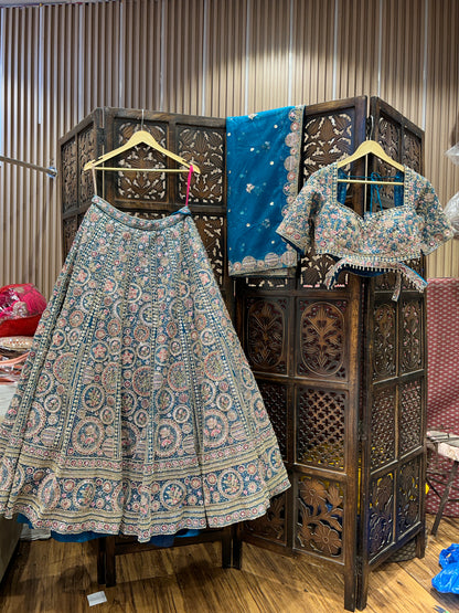 Awesome sky blue crop top lehenga