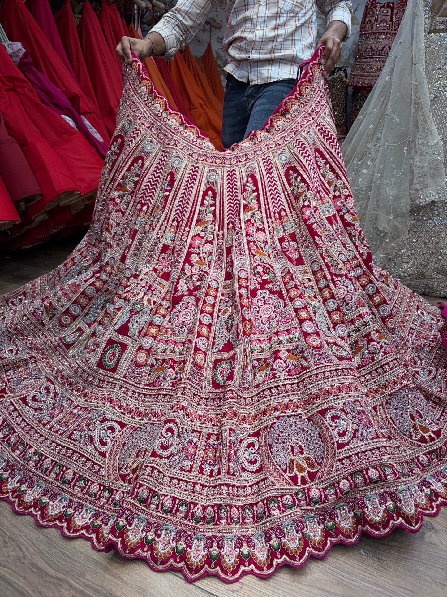 Rani pink Peacock Bridal Lehenga