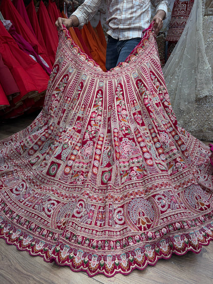 Rani pink Peacock Bridal Lehenga