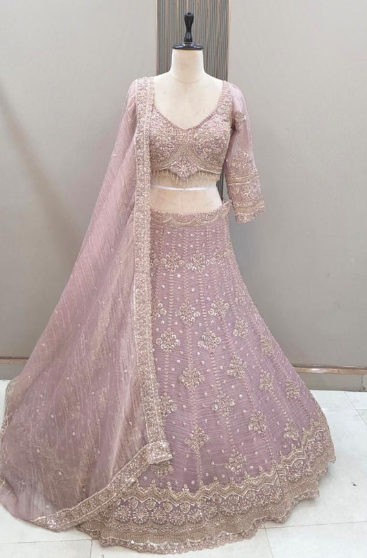 Baby Pink salsa Crop Top Lehenga