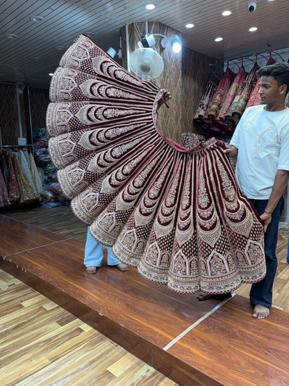 Maroon Designer Ball Bridal Lehenga