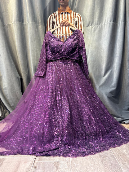 Delightful purple Crop Top Lehenga
