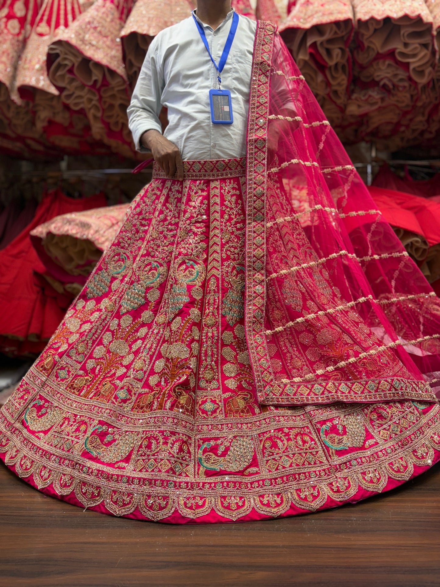 Charming Rani pink peacock bridal Lehenga