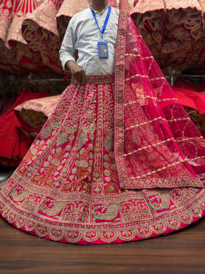 Charming Rani pink peacock bridal Lehenga