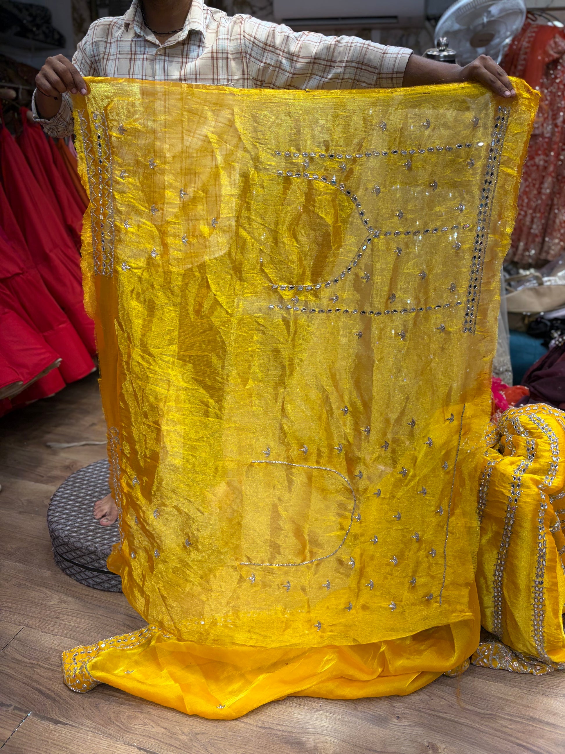 Yellow Haldi Mehendi Mirror Work Lehenga - Shopping World