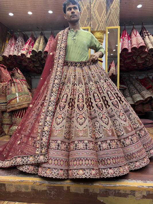 Stunning Maroon Ball Bridal Lehenga