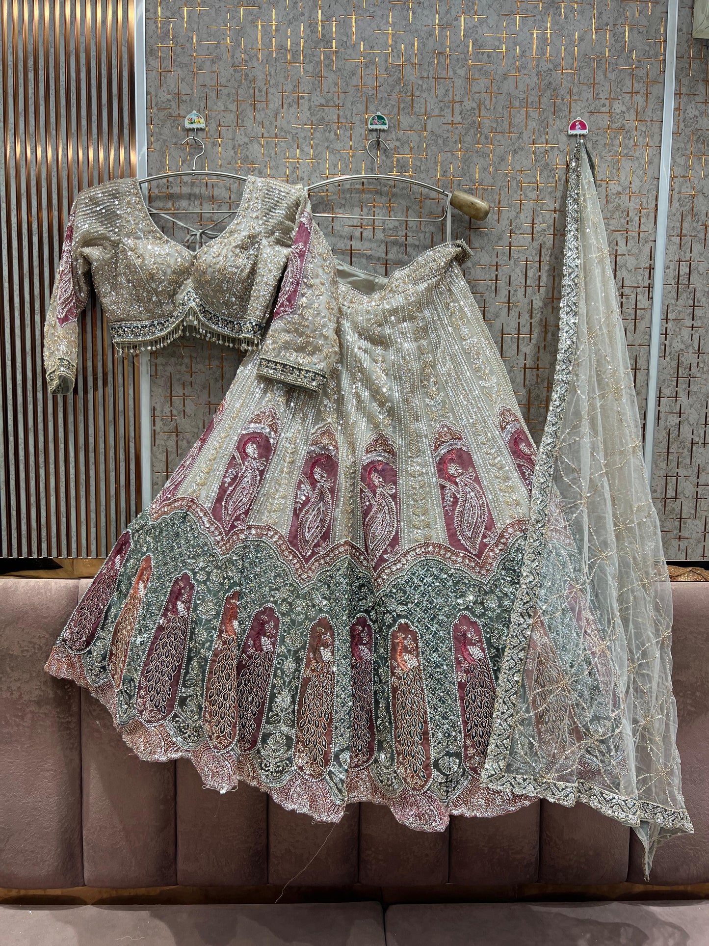 Pink crop top Lehenga