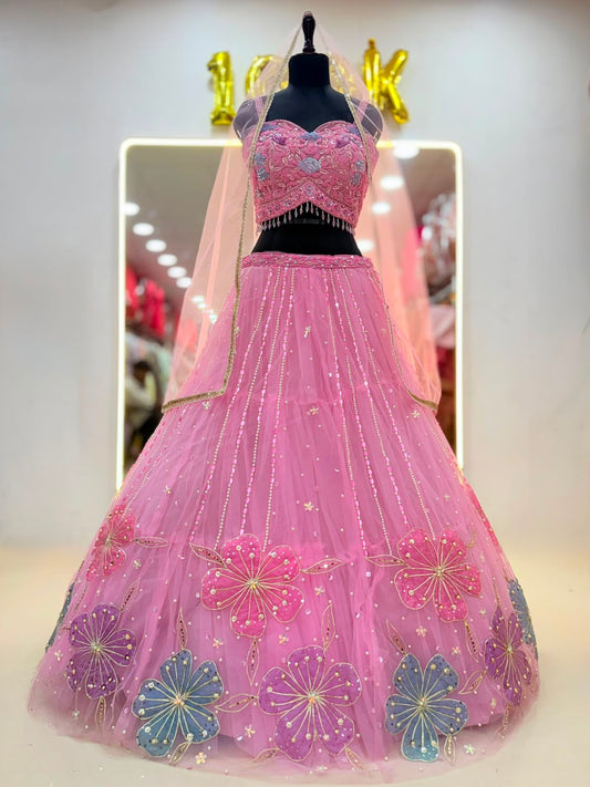 Pink Crop Top Lehenga - Shopping World