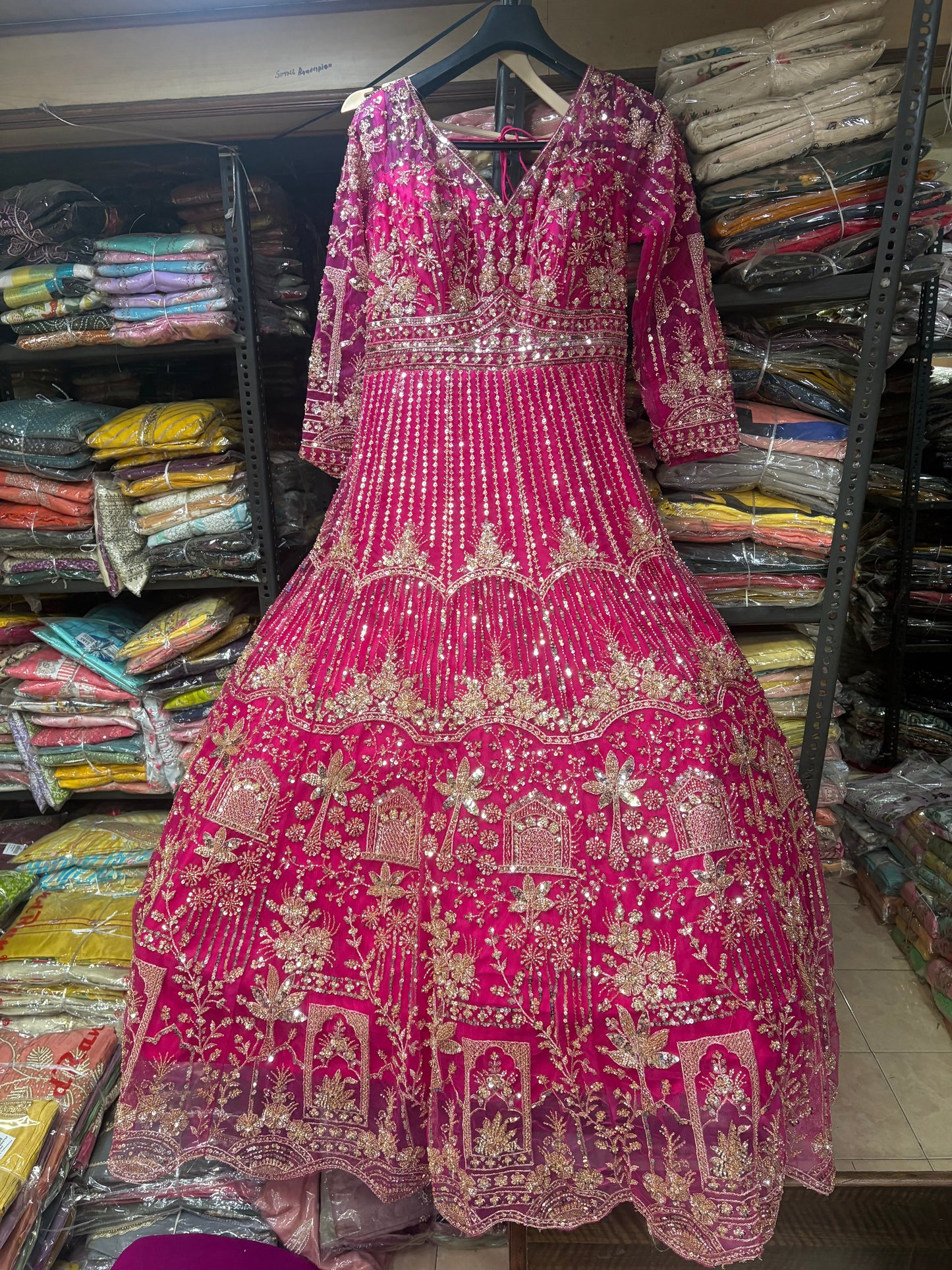 Khoobsurat Hot pink Farshi garara muslim Bride Special Dress
