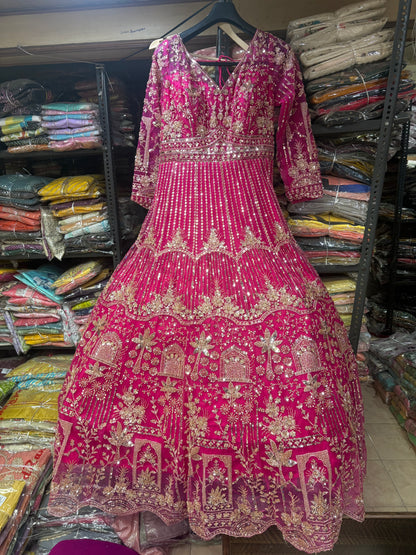 Khoobsurat Hot pink Farshi garara muslim Bride Special Dress