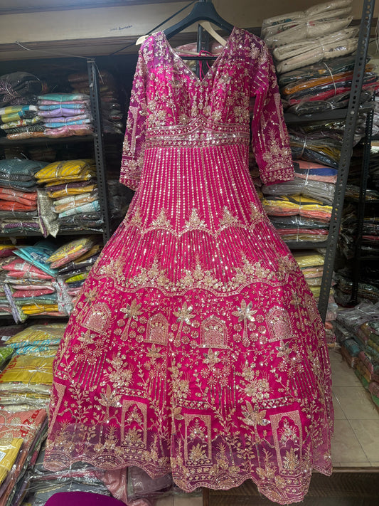 Khoobsurat Hot pink Farshi garara muslim Bride Special Dress