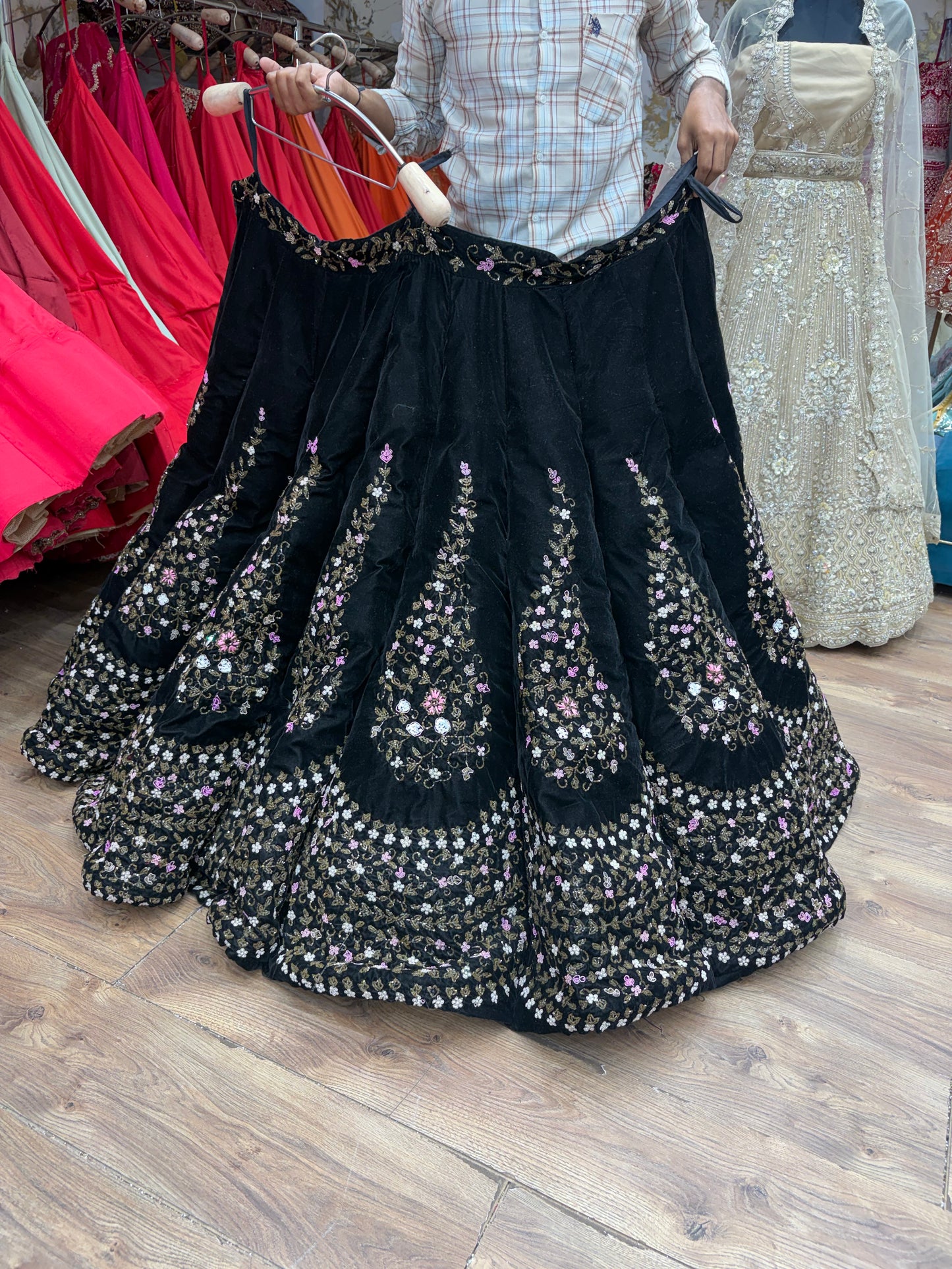 Heavy Black Ball Bridal Lehenga