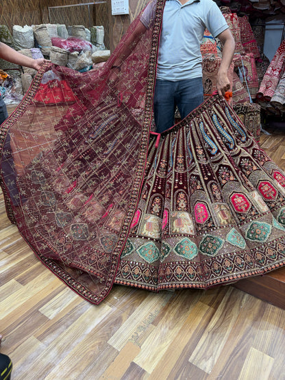 Maroon Peacock Ball Bridal Lehenga