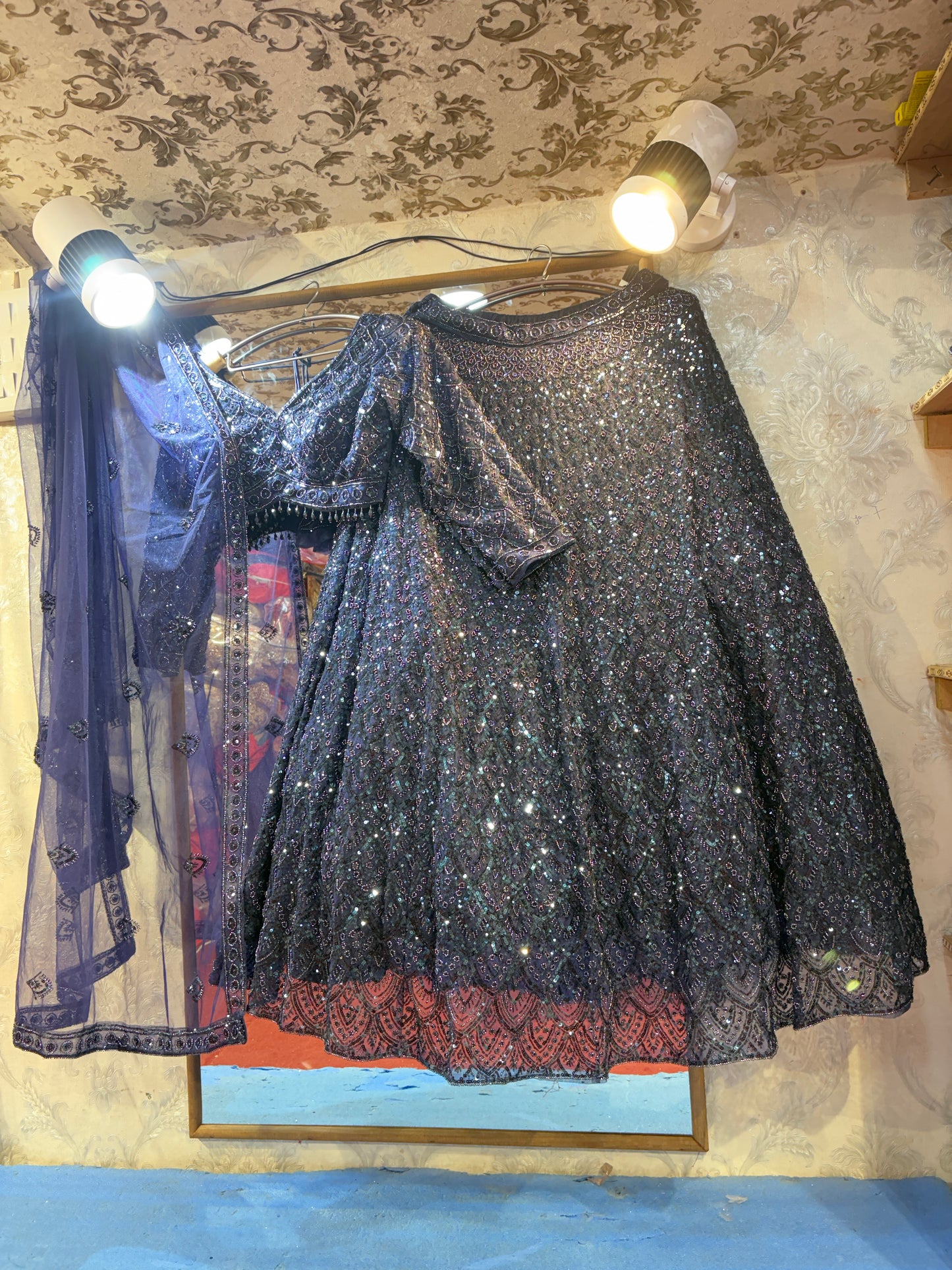 Lovely navy blue crop top Lehenga