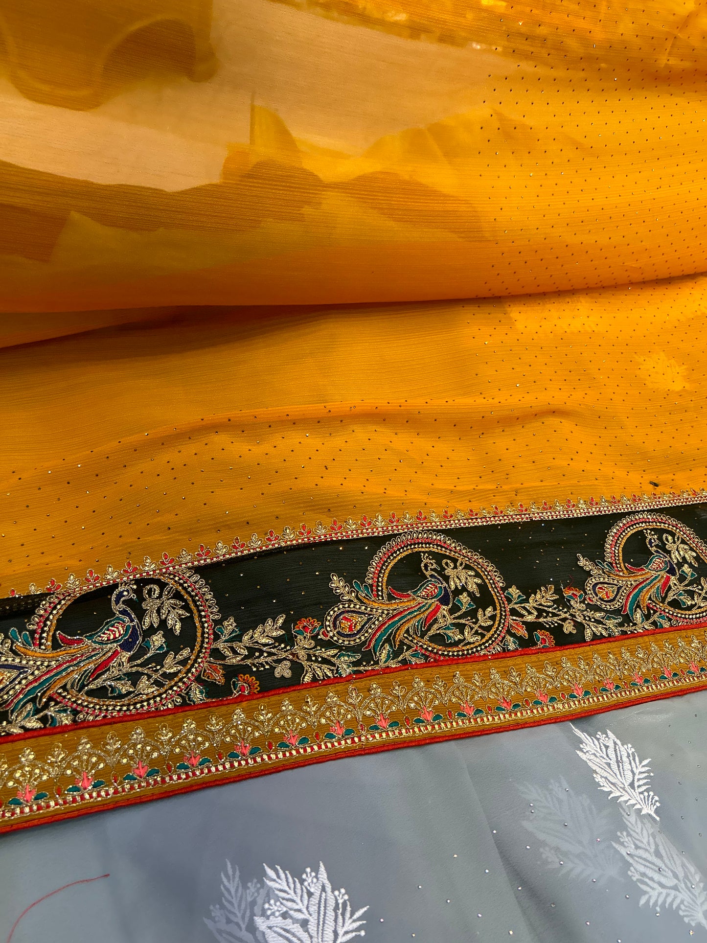 Yellow mehendi saree