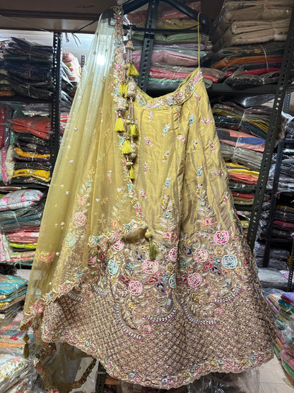 Eye catching yellow haldi mehendi Lehenga