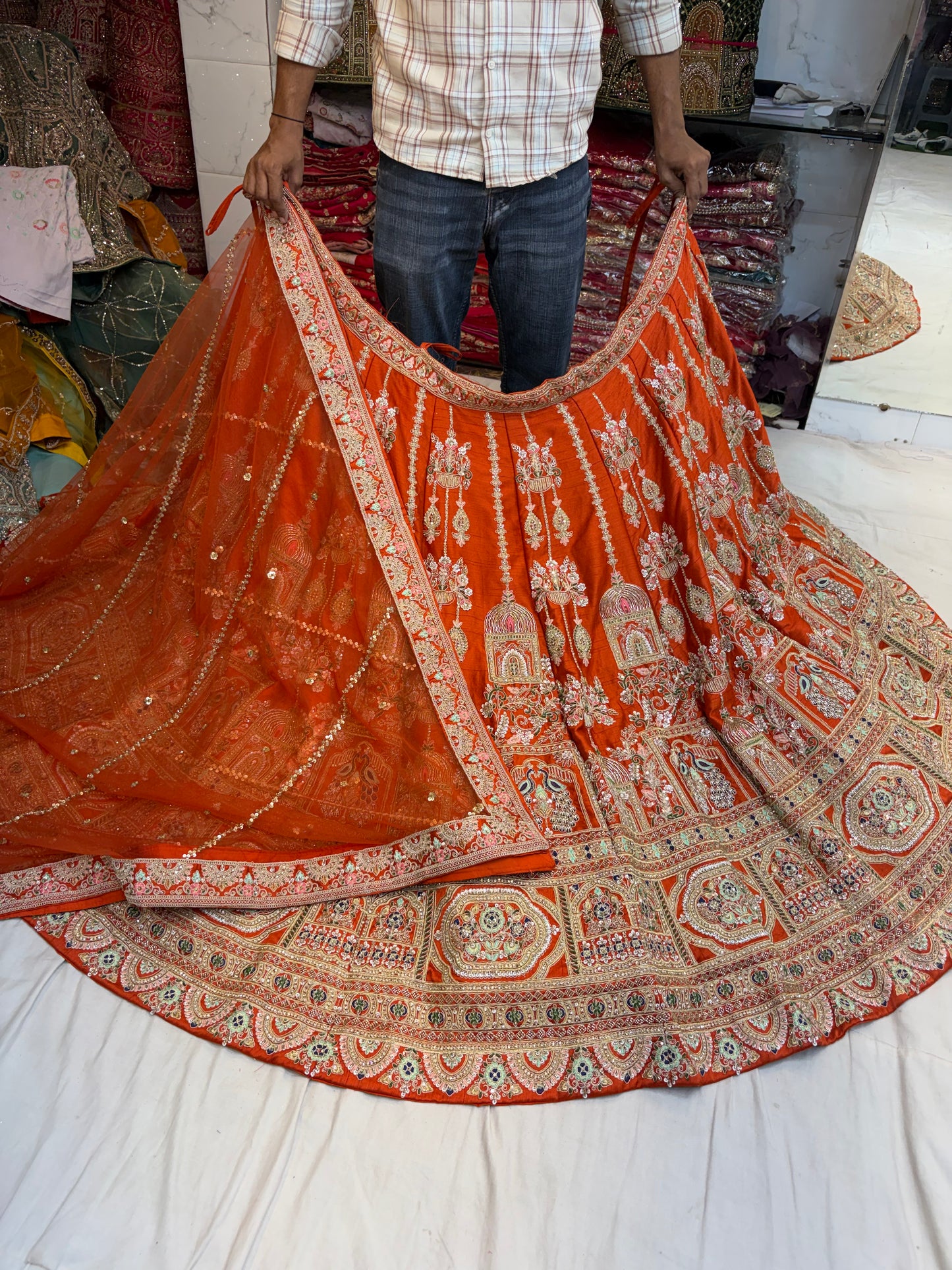 Rust Orange Designer Lehenga