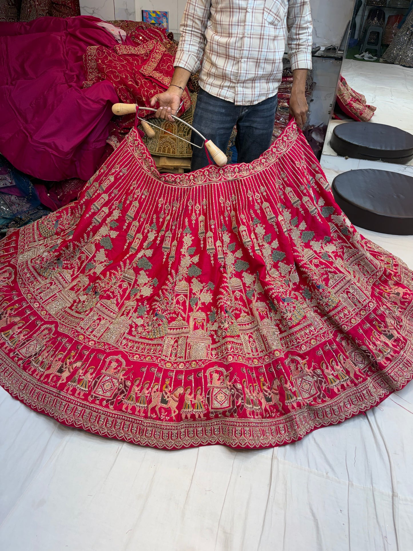 Rani pink Doli Barat Bridal Lehenga