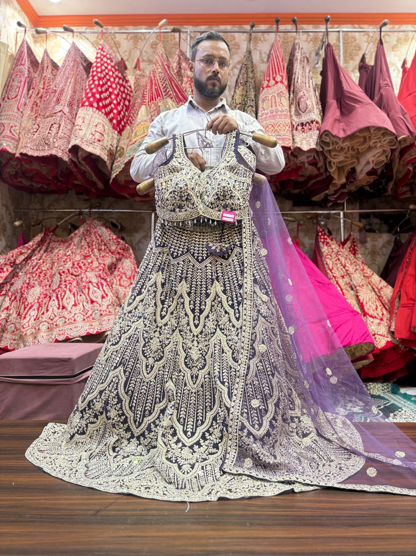 Glamorous Lavender purple crop top  Lehenga