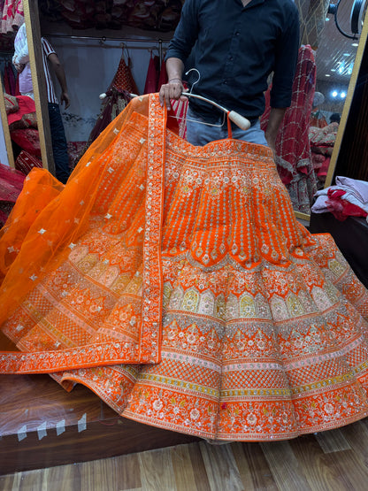 Rust orange Jhumka Ball Lehenga