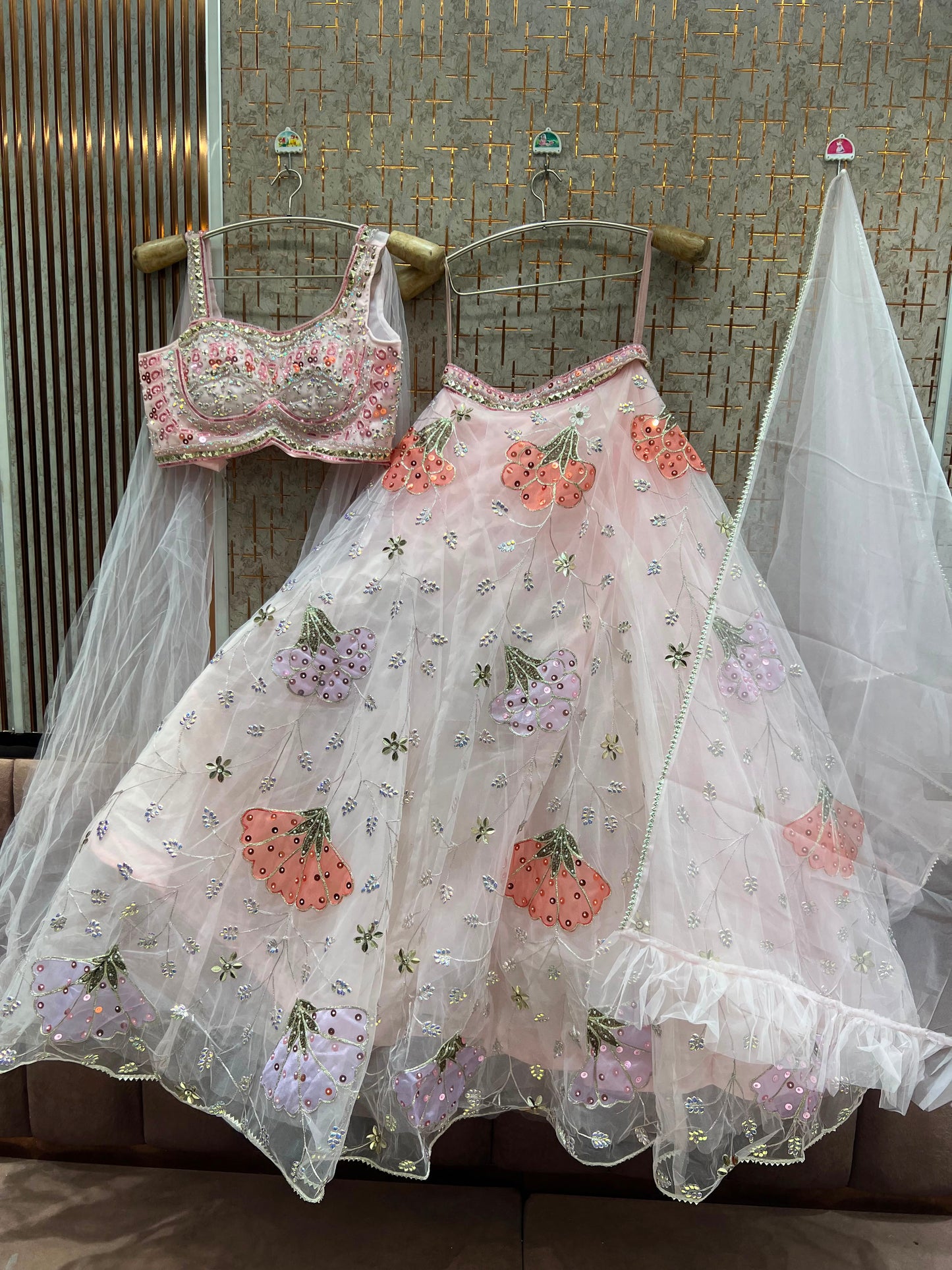 Sky Blue Pdp Crop Top Lehenga