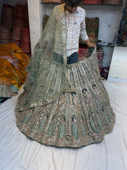Green Peacock Designer Lehenga