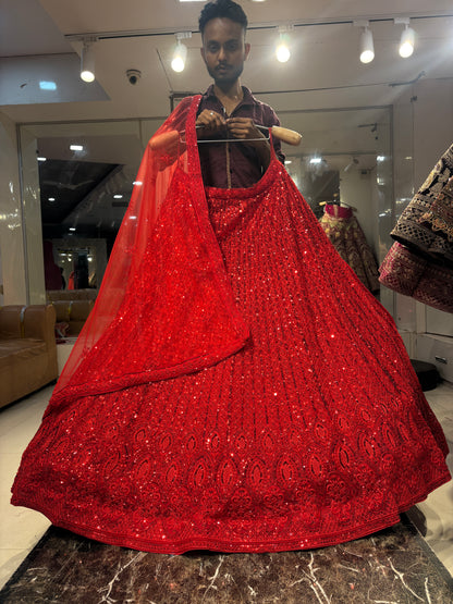 Awesome red on red monotone Lehenga