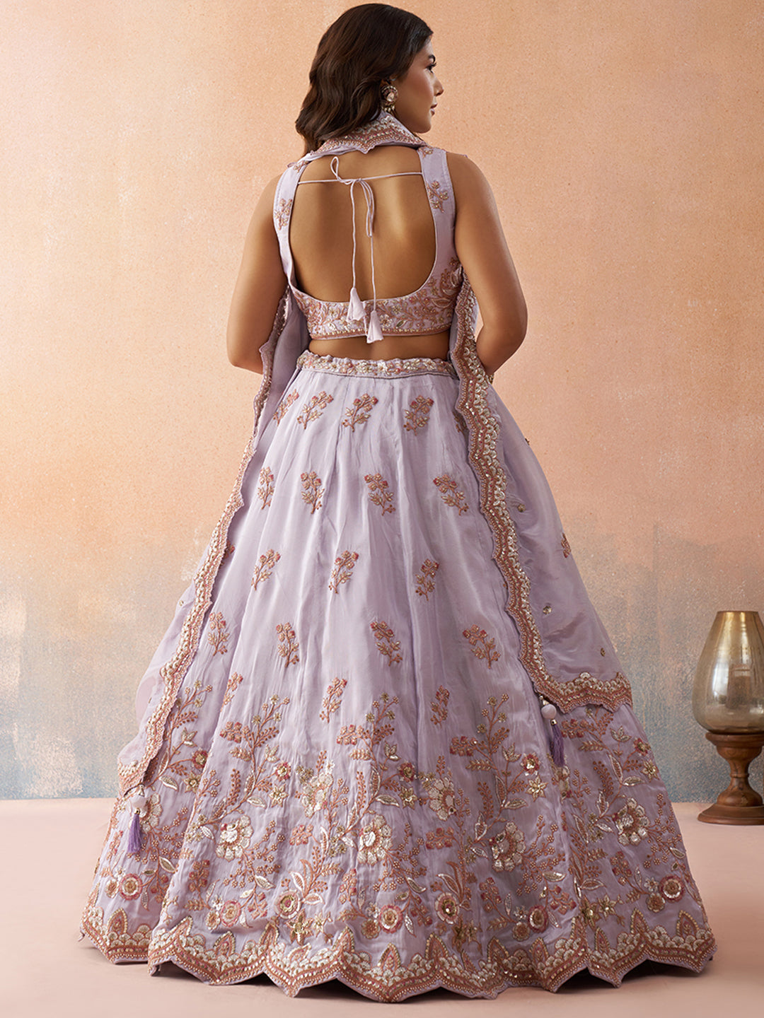 Lavender- Tissue Sequins Embroidered Lehenga 6109