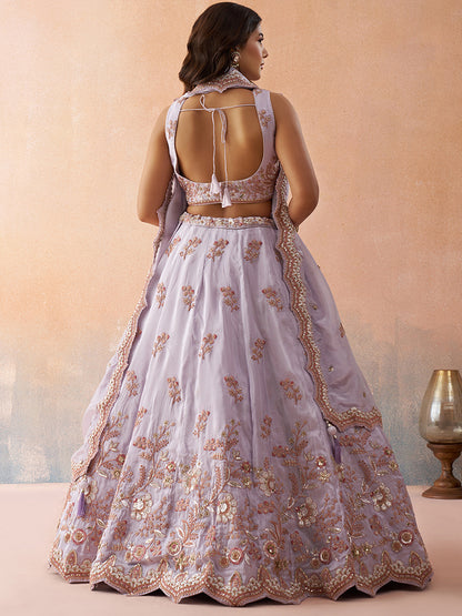 Lavender- Tissue Sequins Embroidered Lehenga 6109